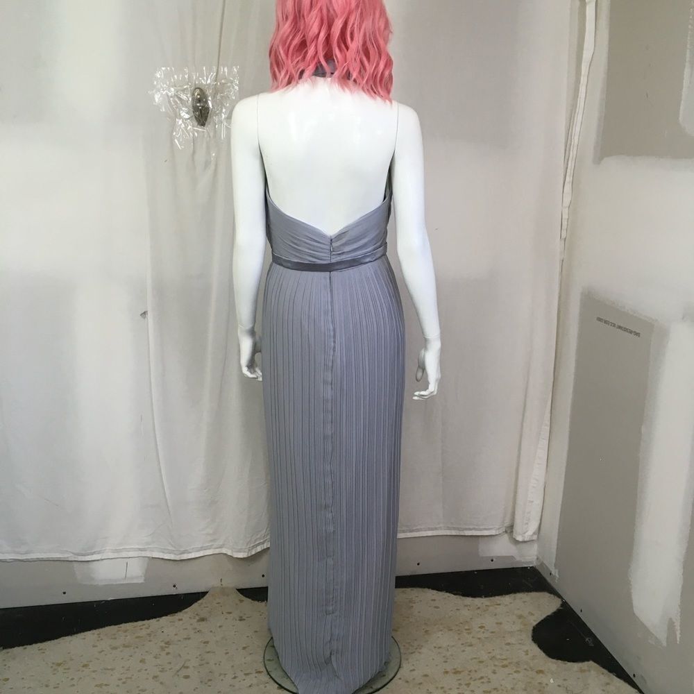 NEW Dessy Collection Platinum Pleated Chiffon  Formal Bridesmaid Maxi Dress 8 - Picture 6 of 12